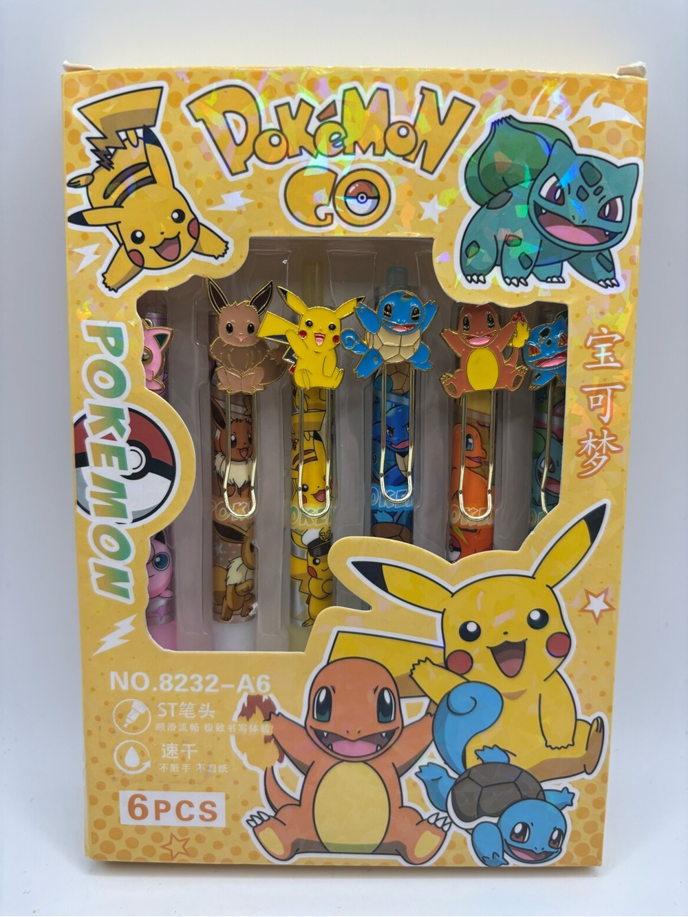 Pikachu Gel Pen Set Cartoon Pokemon Go Writing Pens NEW Open Box